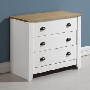 Ladkro Chest Of Drawers In White And Oak With 4 Drawers - UK