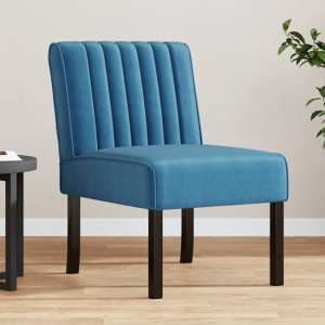 Gilbert Velvet Bedroom Chair In Blue With Wooden Legs - UK