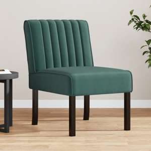 Gilbert Velvet Bedroom Chair In Dark Green With Wooden Legs - UK