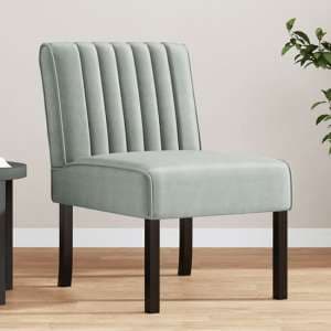 Gilbert Velvet Bedroom Chair In Light Grey With Wooden Legs - UK