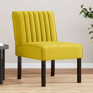 Gilbert Velvet Bedroom Chair In Yellow With Wooden Legs - UK