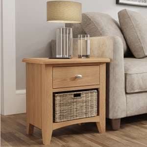 Gilford Wooden 1 Basket Unit Lamp Table In Light Oak - UK
