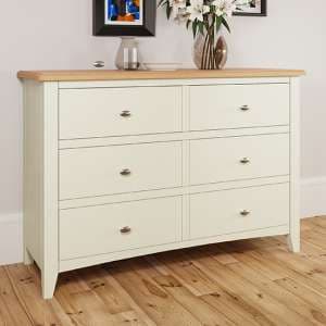 Gilford Wide Wooden Chest Of 6 Drawers In White - UK
