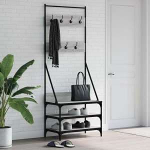 Gilford Wooden Clothes Rack With Shoe Storage In Grey Sonoma Oak - UK