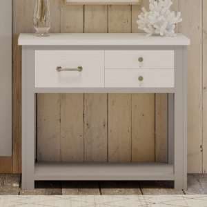 Gilford Wooden Console Table With 3 Drawers In Grey - UK