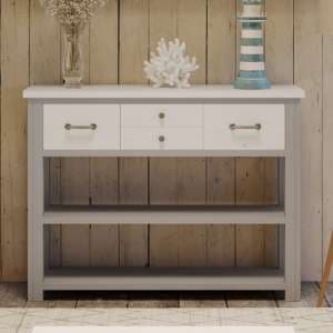 Gilford Wooden Console Table With 4 Drawers In Grey - UK