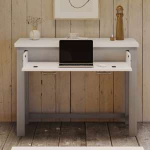 Gilford Wooden Hidden Laptop Desk In Grey - UK
