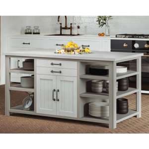 Gilford Wooden Kitchen Island With 2 Doors 2 Drawers In Grey - UK