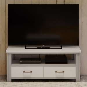 Gilford Wooden TV Stand With 2 Drawers In Grey - UK