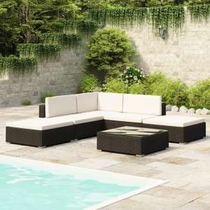 Gili Rattan 6 Piece Garden Lounge Set With Cushions In Black - UK