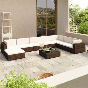 Gili Rattan 8 Piece Garden Lounge Set With Cushions In Brown - UK