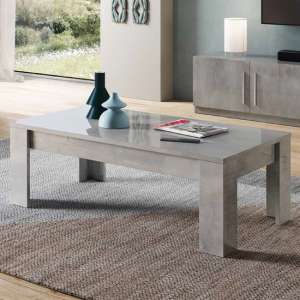 Gilon High Gloss Coffee Table Rectangular In Grey Marble Effect - UK