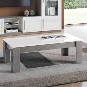 Gilon High Gloss Coffee Table Rectangular In White And Grey - UK