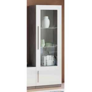 Gilon Gloss Display Cabinet 1 Door In White And Grey With LED