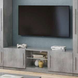 Gilon High Gloss TV Stand 2 Doors In Grey With LED