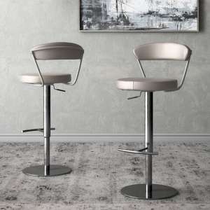 Glossop Taupe Faux Leather Gas-lift Bar Stools In Pair