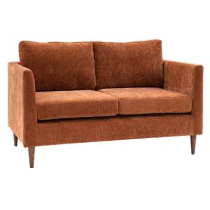 Girona Fabric 2 Seater Sofa In Rust With Wooden Legs - UK