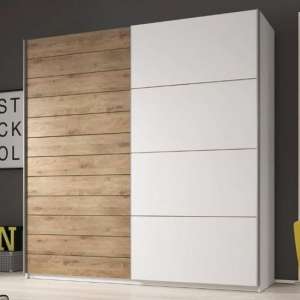 Gitega Wooden Wardrobe 2 Sliding Doors 200cm In Matt White - UK