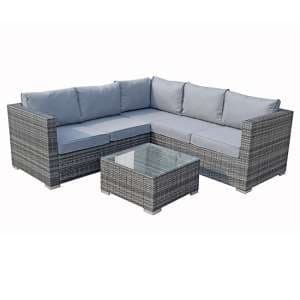 Gitel Compact Corner Sofa Set With Coffee Table In Mixed Grey - UK