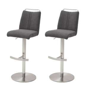 Giulia Anthracite Fabric Bar Stool With Steel Base In Pair