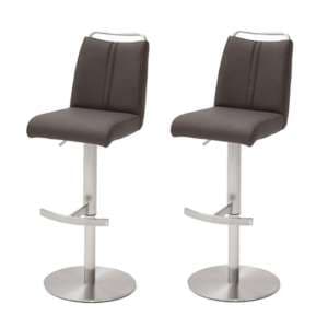 Giulia Brown Bar Stool With Stainless Steel Base In Pair