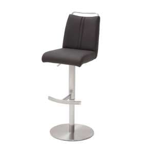 Giulia Leather Bar Stool In Anthracite With Steel Base