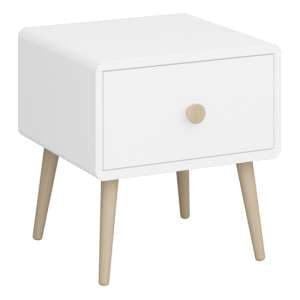 Giza Wooden Bedside Table With 1 Drawer In Pure White - UK