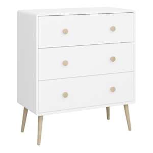 Giza Wooden Chest Of 3 Drawers In Pure White - UK