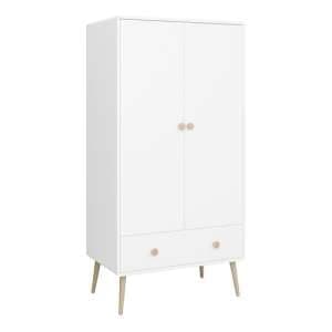 Giza Wooden Wardrobe With 2 Doors 1 Drawer In Pure White - UK