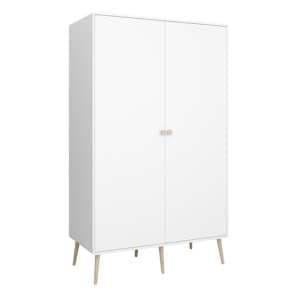 Giza Wooden Wardrobe With 2 Doors In Pure White - UK