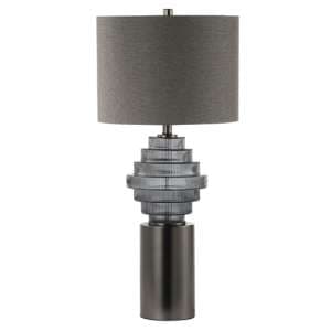 Glasgow Grey Linen Shade Table Lamp With Smoked Glass Base - UK