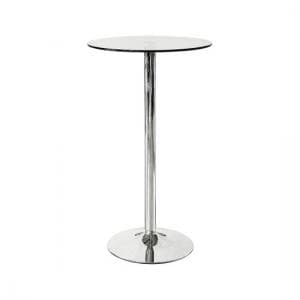 Alford Glass Bar Table In Clear With Chrome Base
