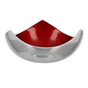 Glaze Aluminium Decorative Bowl In Red And Silver
