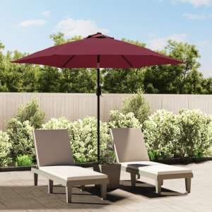 Gloria Parasol With LED Lights And Steel Pole In Bordeaux Red - UK