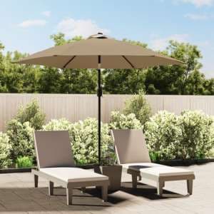 Gloria Parasol With LED Lights And Steel Pole In Taupe - UK