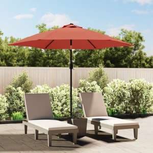 Gloria Parasol With LED Lights And Steel Pole In Terracotta - UK