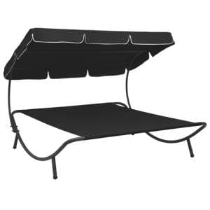 Grace Outdoor Lounge Bed With Canopy In Black - UK