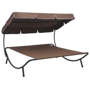 Grace Outdoor Lounge Bed With Canopy In Brown - UK