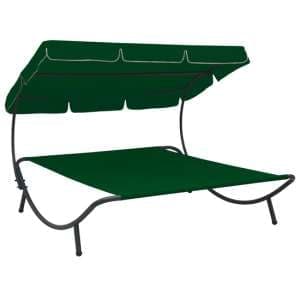 Grace Outdoor Lounge Bed With Canopy In Green - UK