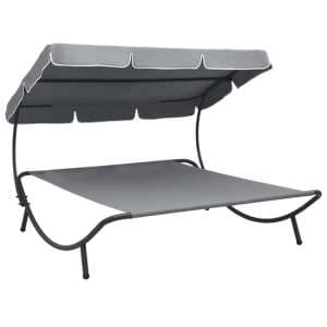 Grace Outdoor Lounge Bed With Canopy In Grey - UK