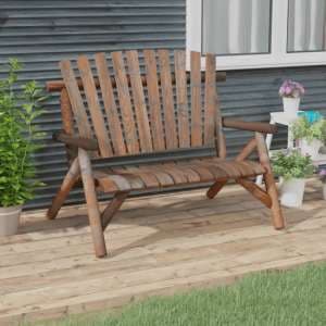 Grace Solid Wood Spruce Garden 2 Seater Bench In Dark Brown - UK