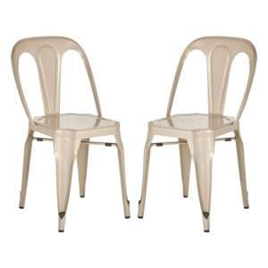 Dschubba Champagne Metal Dining Chairs In A Pair