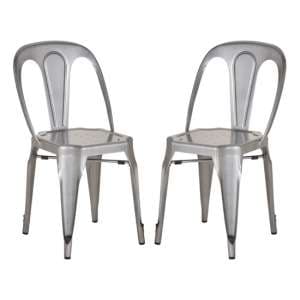 Dschubba Grey Metal Dining Chairs In A Pair