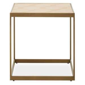 Granule Small Wooden End Table With Brass Metal Frame In Oak - UK