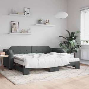 Grasse Velvet Daybed With Trundle And Mattresses In Dark Grey - UK