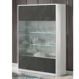 Graz Display Cabinet 2 Doors In Matt White And Oxide With LED