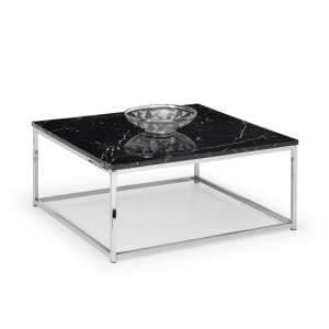 Sable Gloss Black Marble Effect Coffee Table With Steel Frame - UK