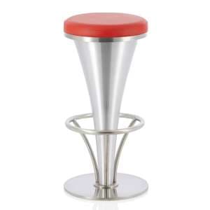 Greela Faux Leather Fixed Bar Height Bar Stool In Red - UK
