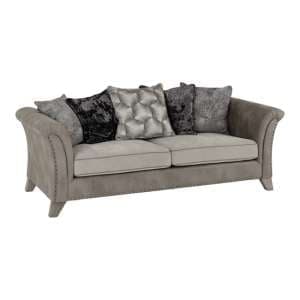 Greeley Fabric 3 Seater Sofa In Silver And Grey - UK
