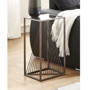 Greenbay Tall Clear Glass Side Table With Bronze Metal Frame - UK